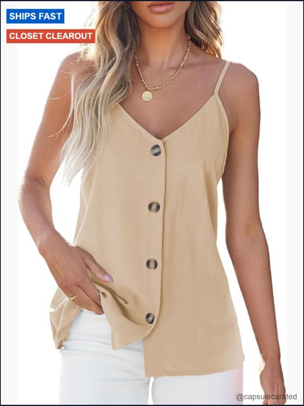 Women V Neck Strappy Loose Fit Summer Tank Top Sleeveless Blouse